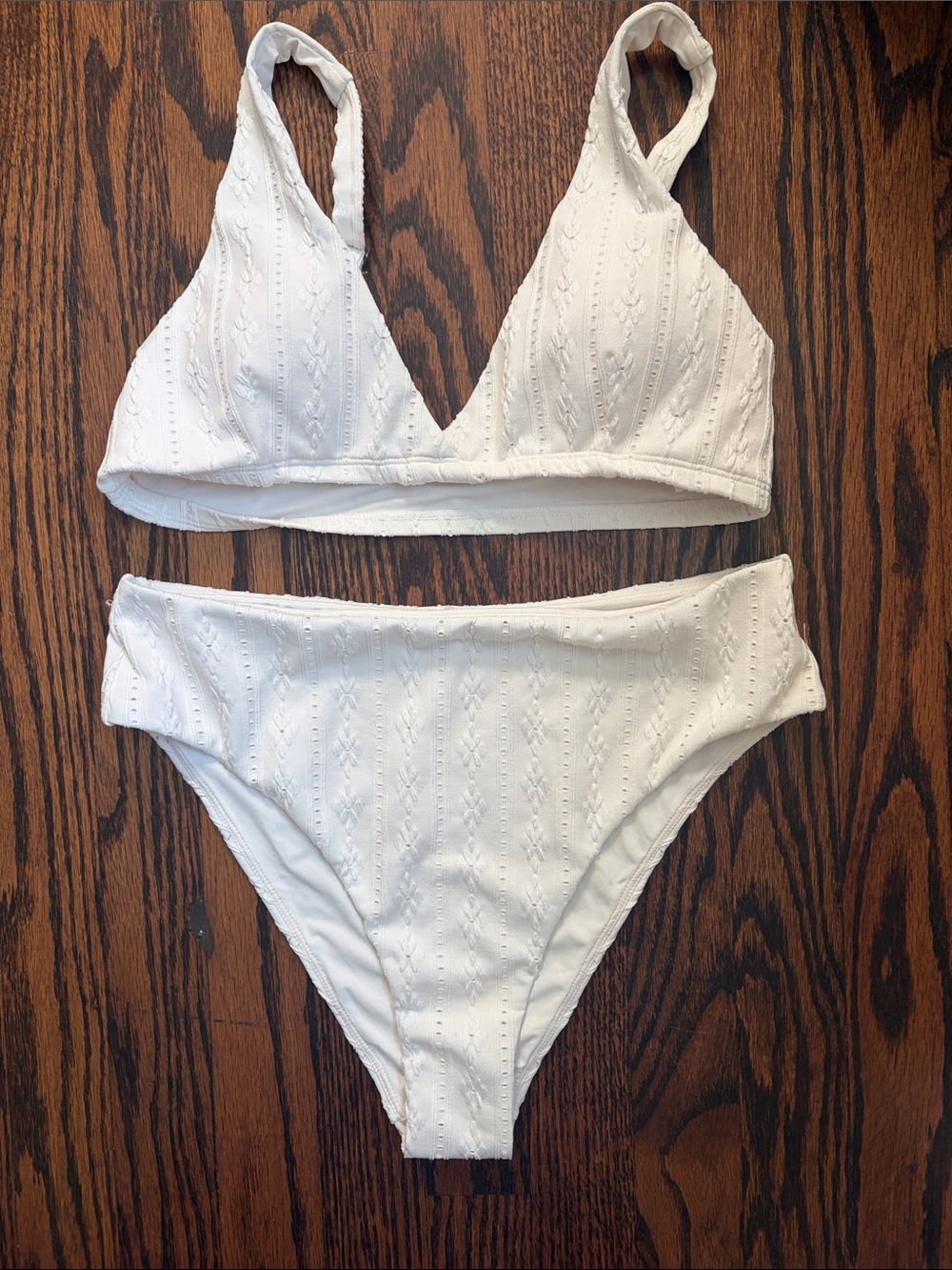 Andie White Textured Bikini Set